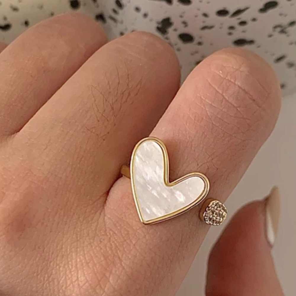 18K Gold Plated Elegant Shell Heart Adjustable Ring for Woman - Picture 13 of 16